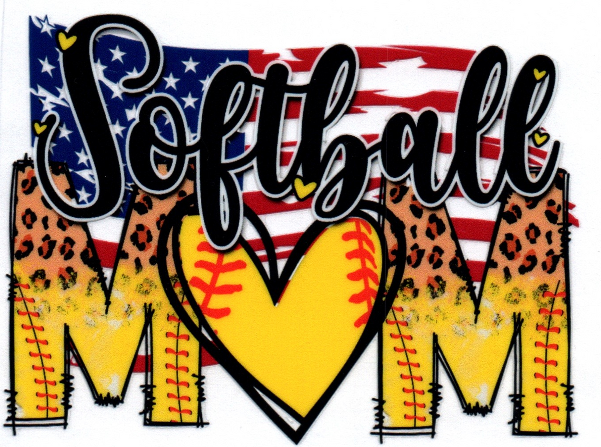 Softball MOM black 5 Single Decal 8