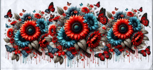 16oz Red, Blue Sunflowers 85
