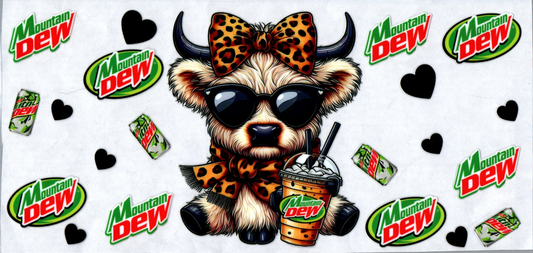 16 oz Mt Dew Leopard Bow Cow #85