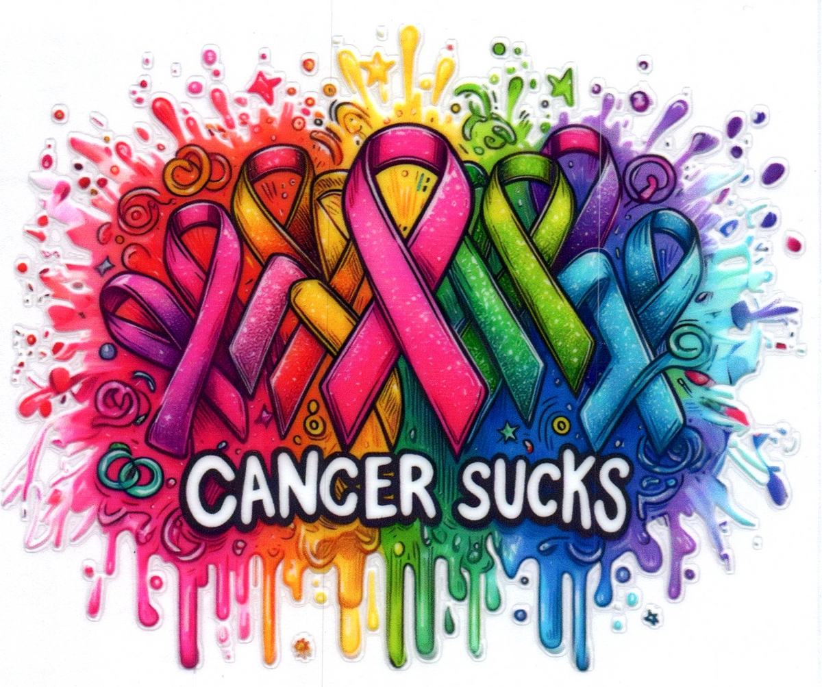 Cancer Sucks (all color ribbons) Awareness Single Decal 85