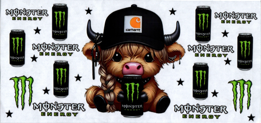 16 oz M0nster Black Chartt Braid Cow #86