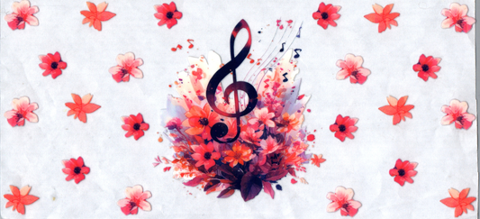 16 oz Black Music note and flowers 86