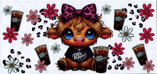 16 oz D Pepper Cup Pink Leopard Cow #87