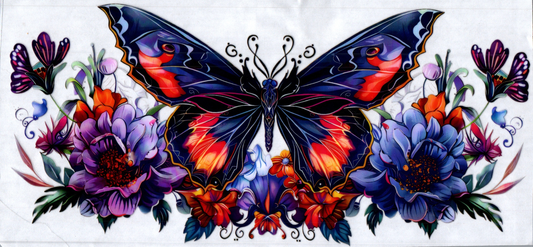 16oz Dark Blue and Red Butterfly 87