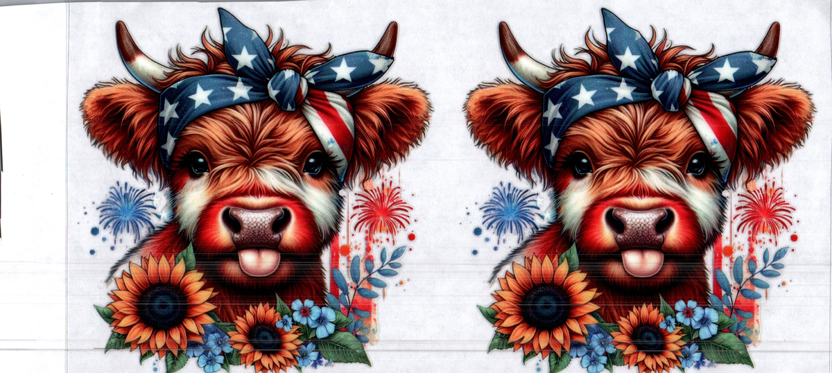 16oz Cow w/bandana & flowers Patriotic 9