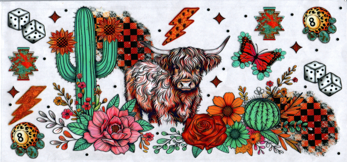 16oz highland cow cactus dice butterfly 87