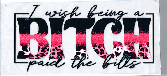 16 oz I wish being a Bitch paid the bills Pink 88