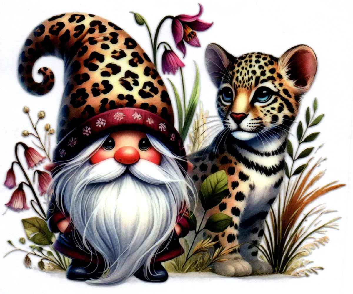Gnome w/Leopard cub Misc. Single Decal 88