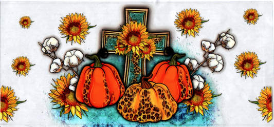 16oz Teal Cross w/Sunflower Faith 9