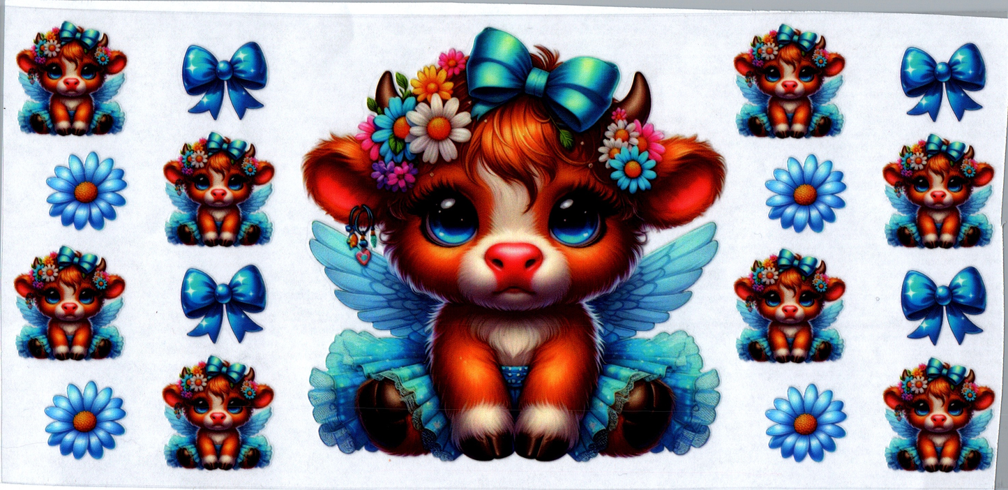 16 oz Baby Cow in teal dress & angel wings 9
