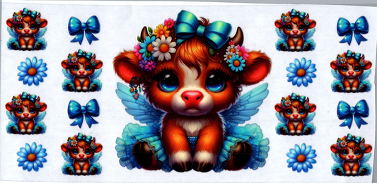16 oz Baby Cow in teal dress & angel wings 9