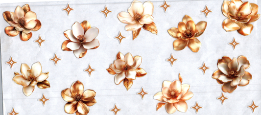16oz Pretty Gold & White Flowers 90