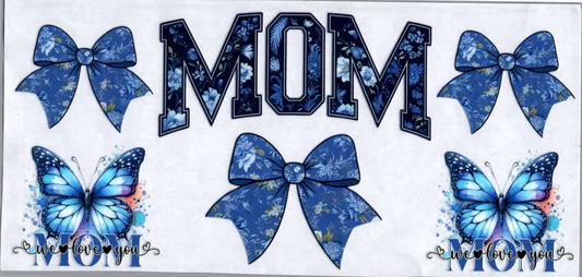 16oz Blue Mom with Flowers and Bows
