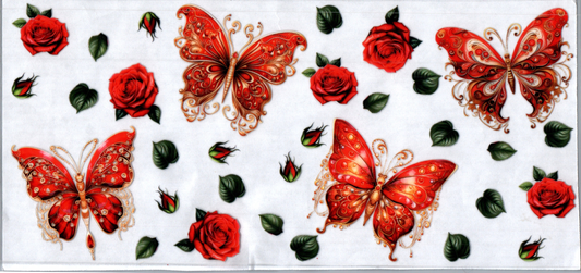 16oz Red Roses & Jeweled Butterfly 90
