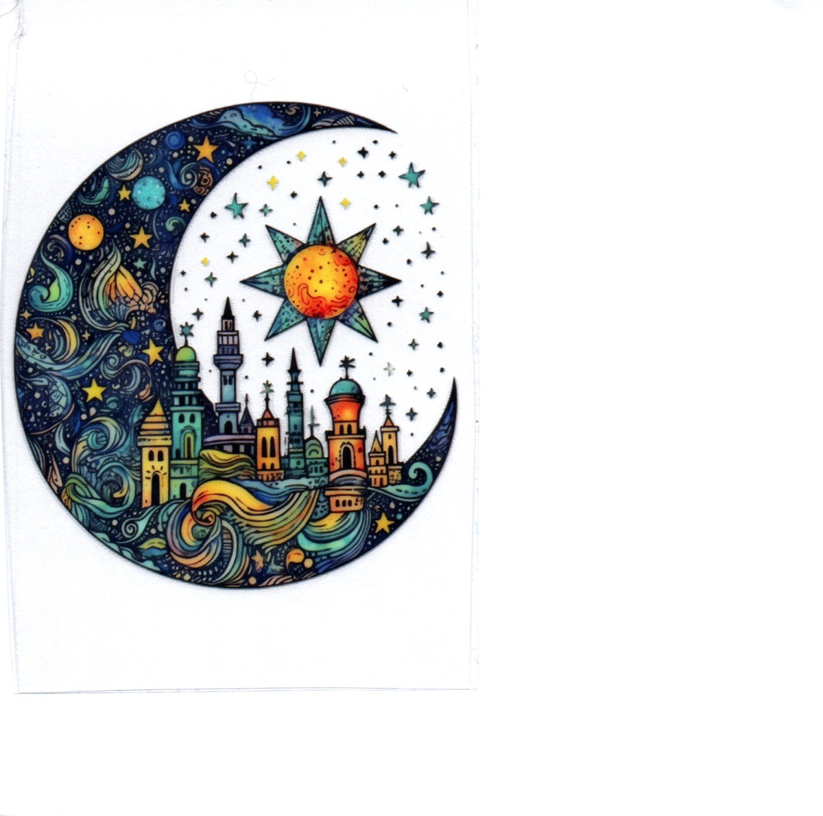 Moon w/city scene Single Decal 90