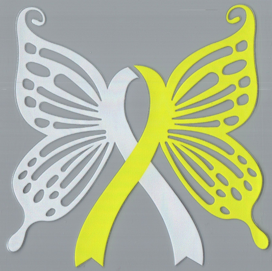 Yellow/White Ribbon Awareness Single Decal 90
