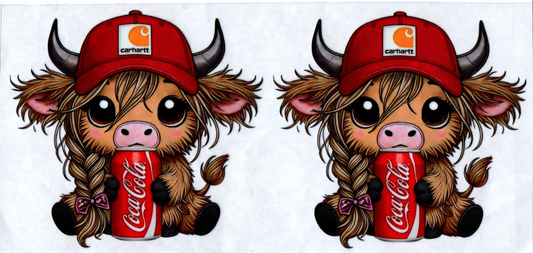 2 decals Coke Red Chartt Cow with braid #91
