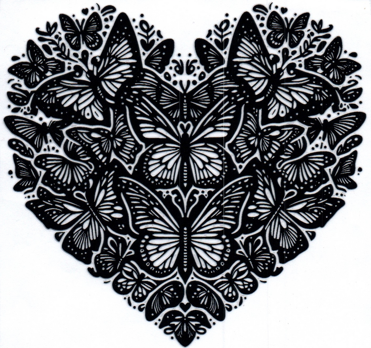 Black Butterflies in heart shape 8 Single Decal