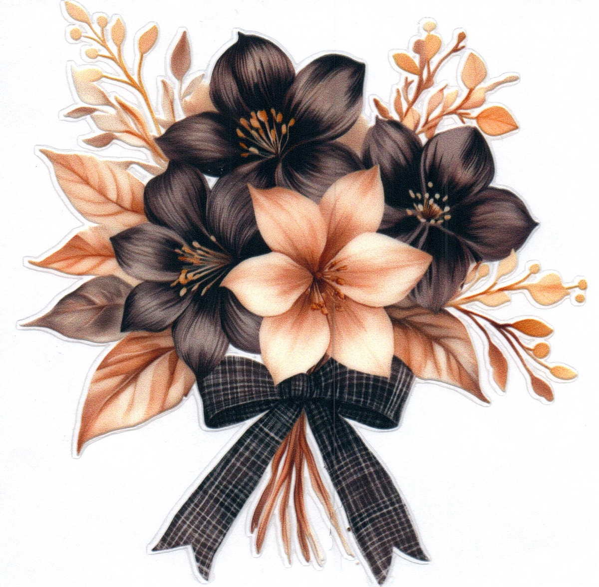 black and tan flowers Misc. Single Decal 91
