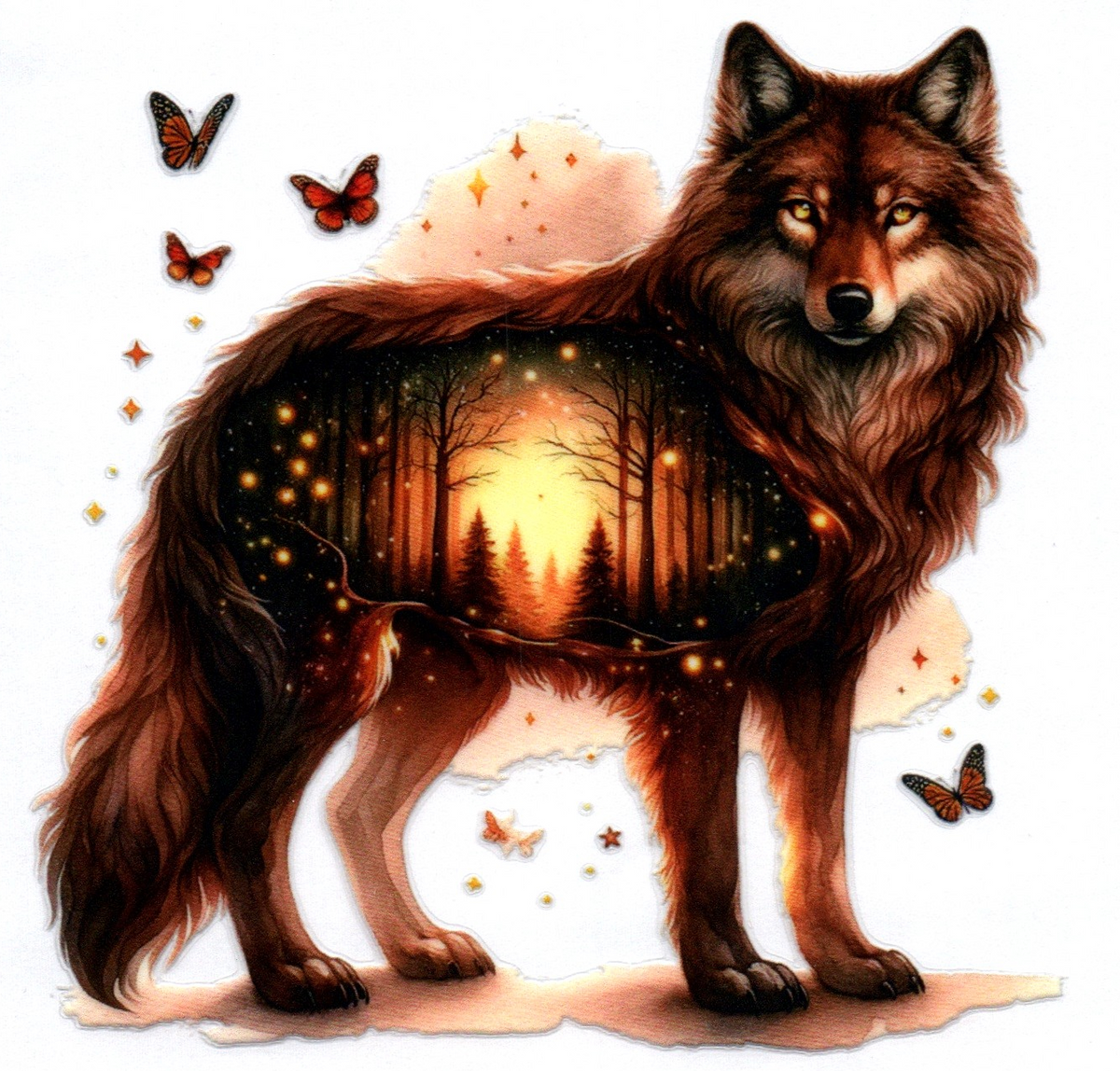 Double exposed wolf Single Decal 9