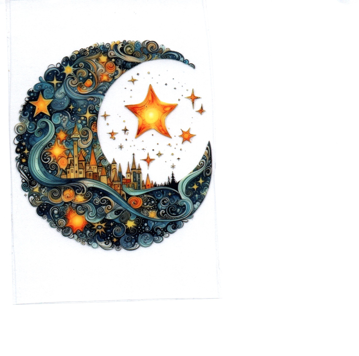 Aztec inspired moon w/city Single Decal 92