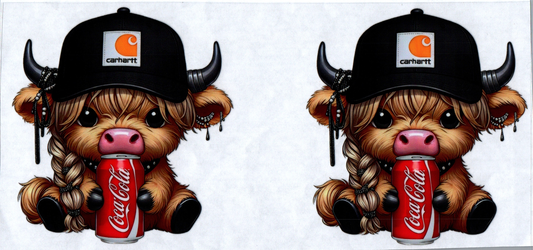2 decals Coke Black Chartt Cow with braid #93