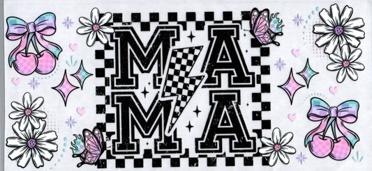 16oz Mama Black & White Checkered with Cherries