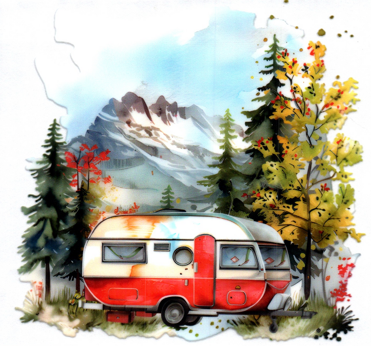 Camper by mountain side 2 Misc. Single Decal 93