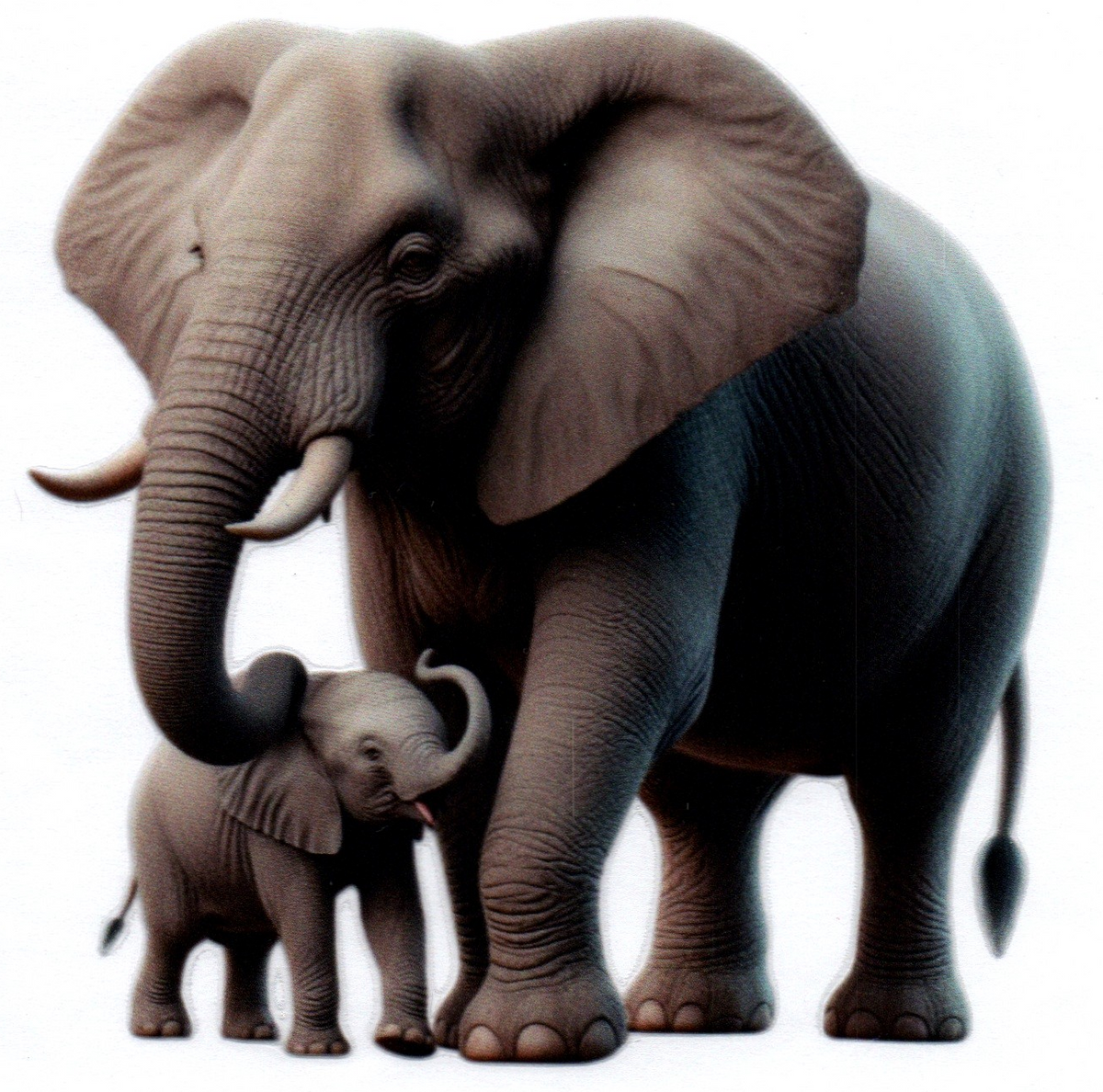 Gray Mama Elephant & baby Single Decal 93