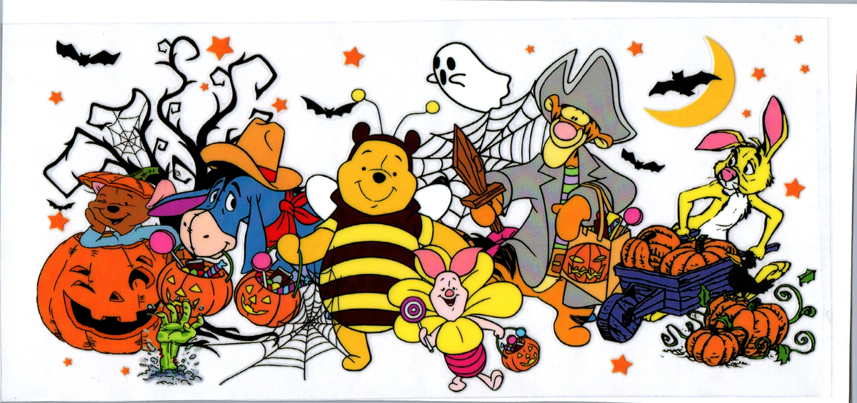 16oz yellow bear and friends webs and stars Halloween 93