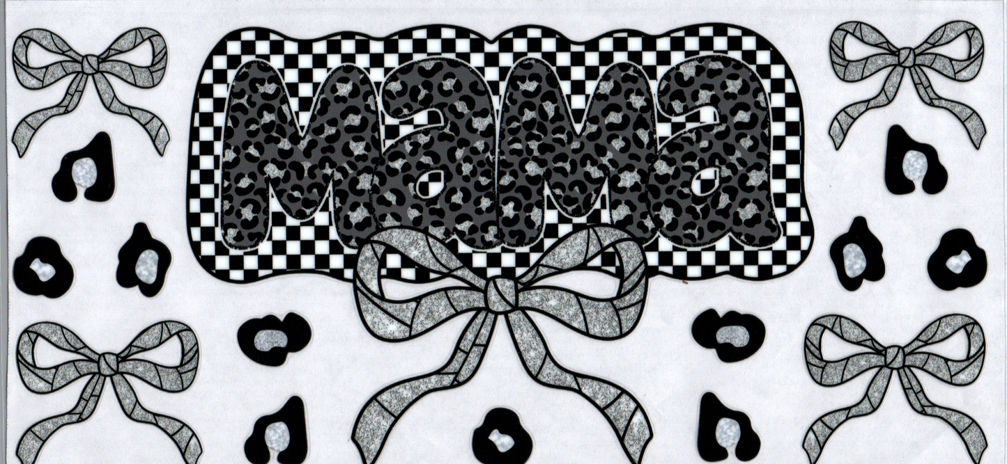 16oz Mama Black & White Checkered with Bows
