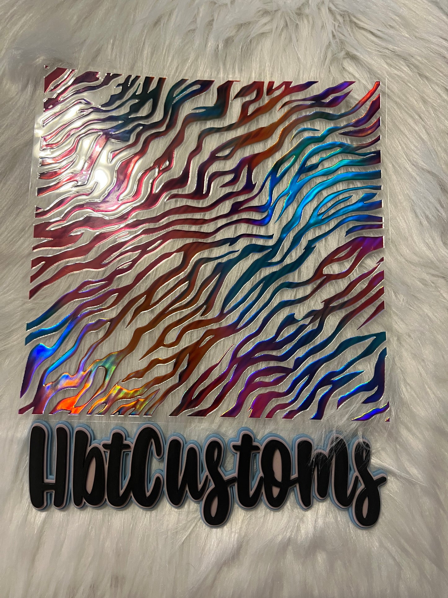 Rainbow Zebra Print Holo Element 10 x 10