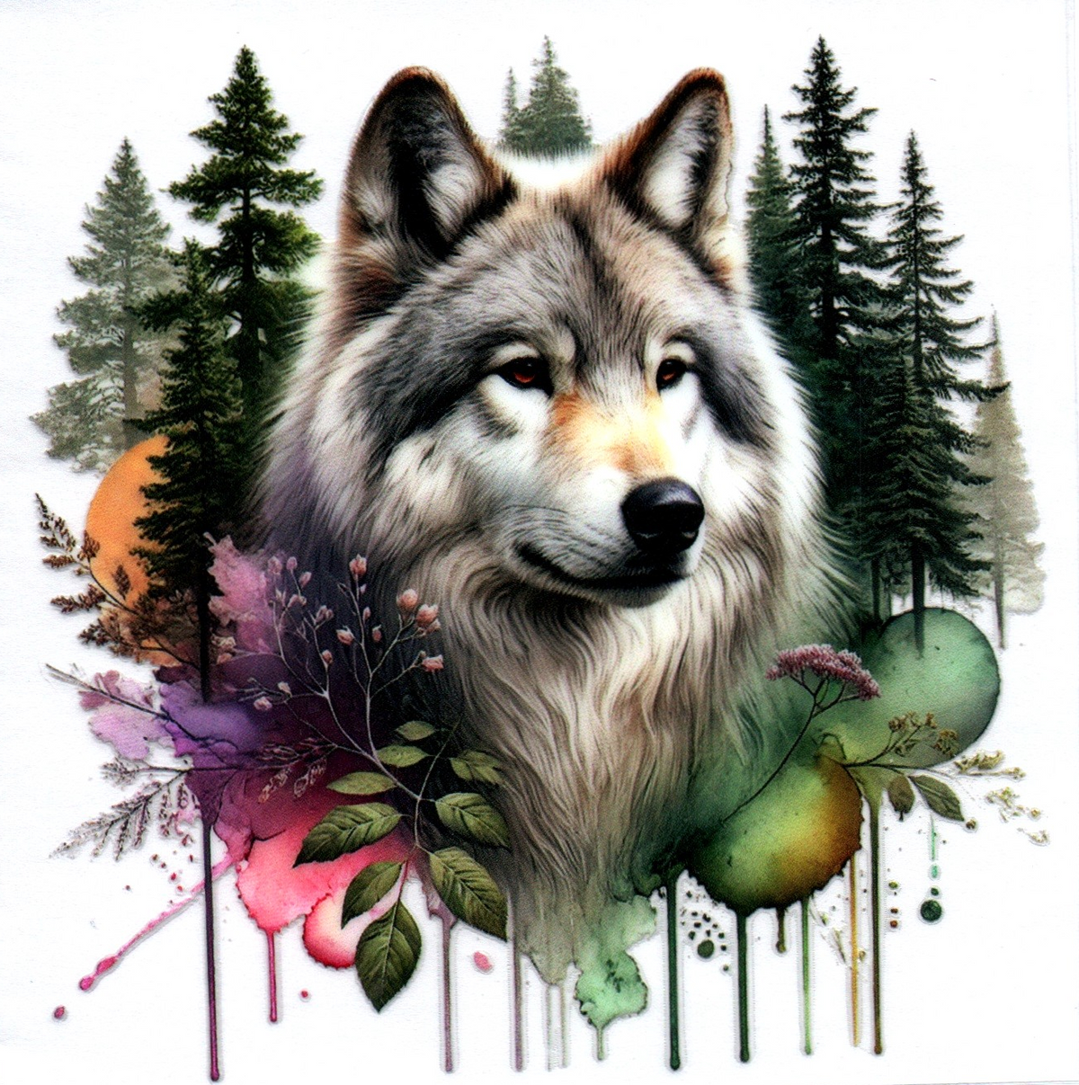 Gray and white wolf Single Decal 94