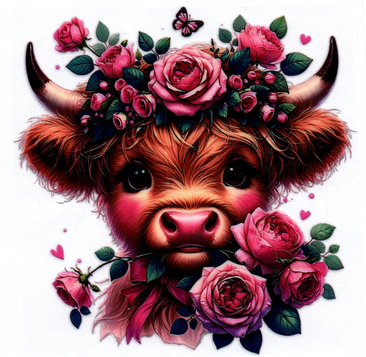 Cow w/pink flower headband Misc. Single Decal 9