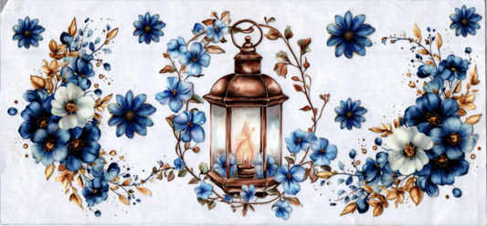 16oz Lantern w/Blue Flowers 95