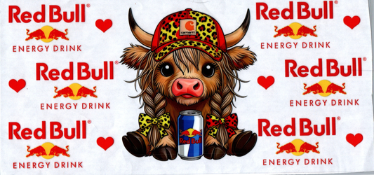 16oz Rd Bull Red Yellow Leopard Chartt Cow #96