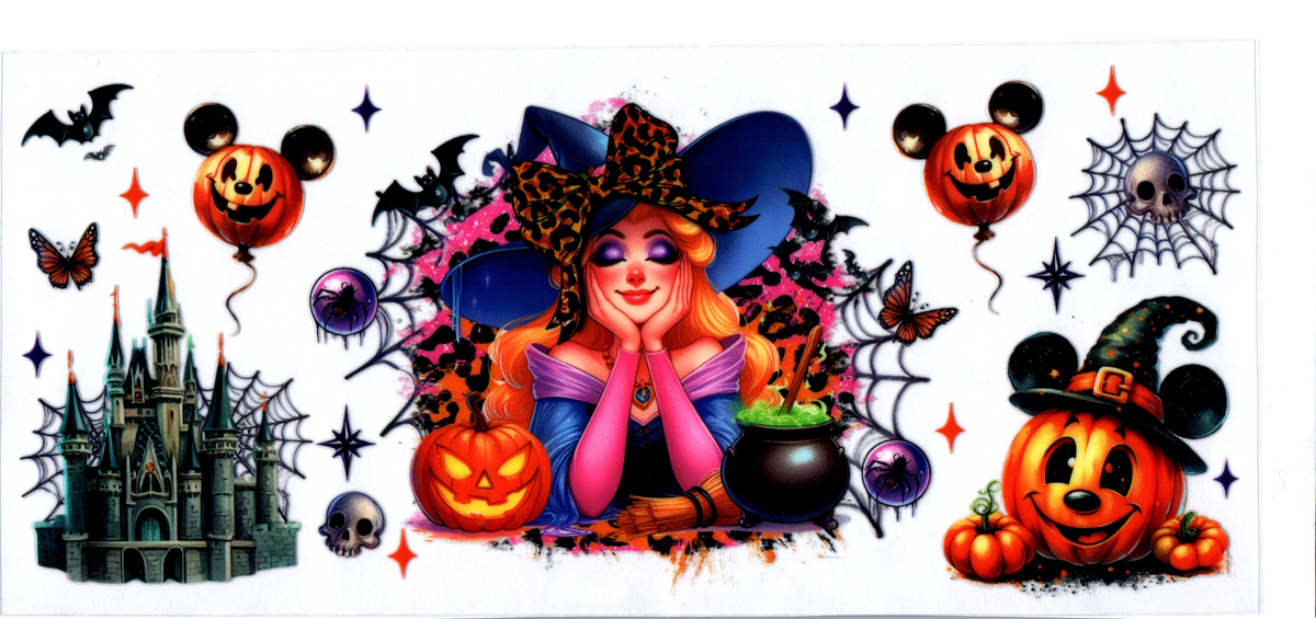 16oz blue pink dress girl cheetah witch hat Halloween 96