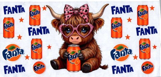 16oz Fanta Pink Heart Glasses Cow #97