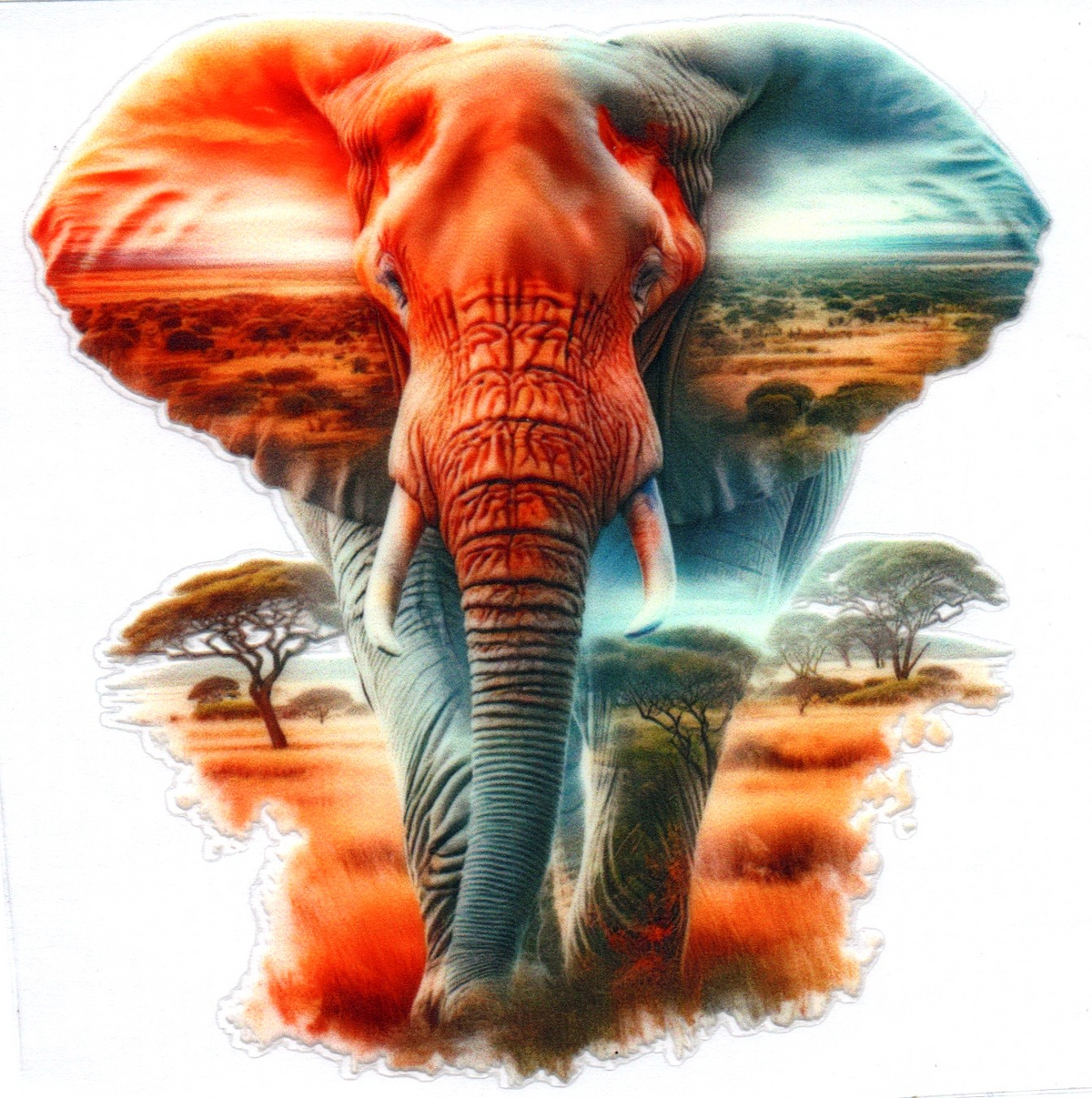 Double exposed elephant Single Decal 97