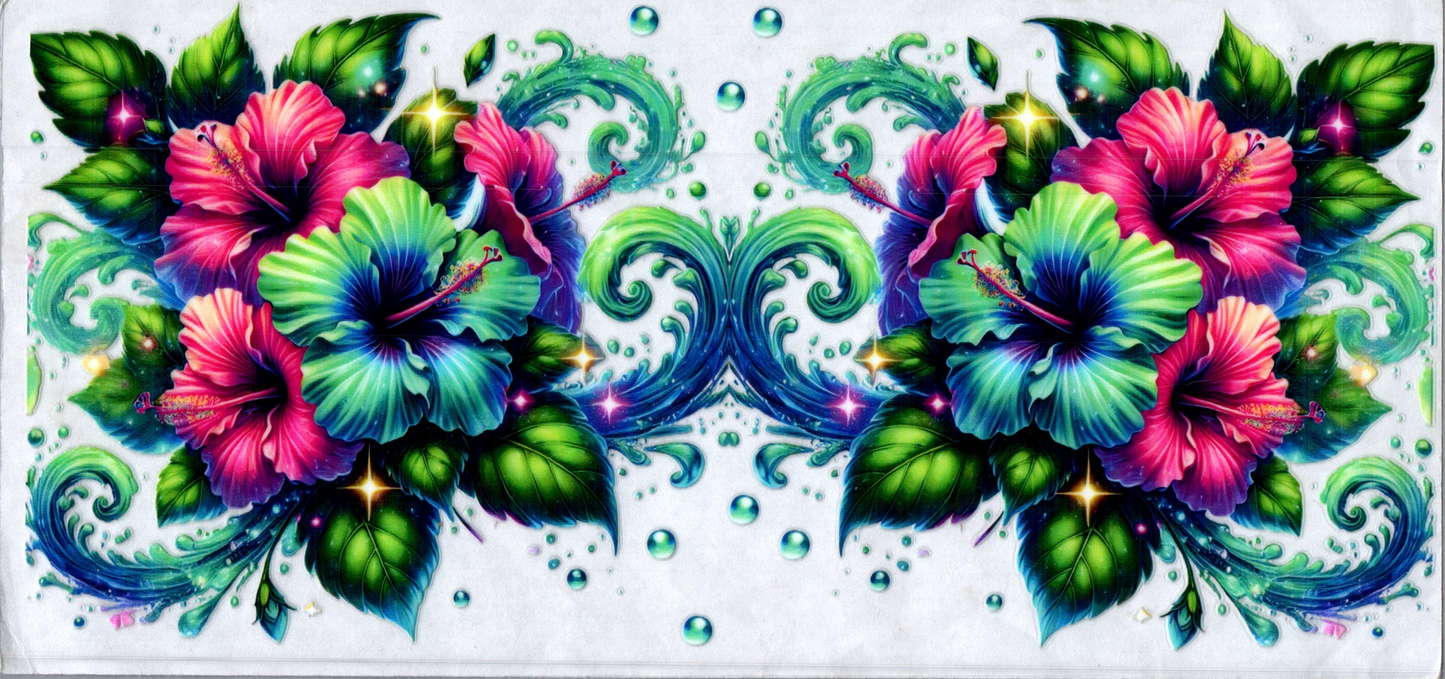 16oz Pink, Green, Blue Flowers 98