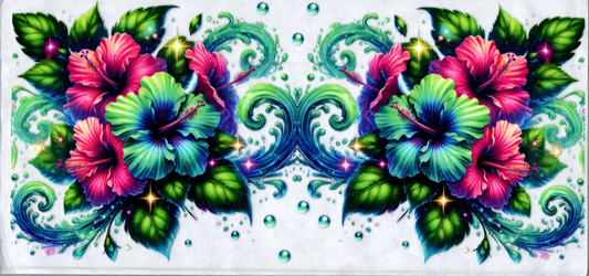 16oz Pink, Green, Blue Flowers 98