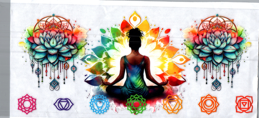 16oz Meditating Girl & Hibiscus Inspirational