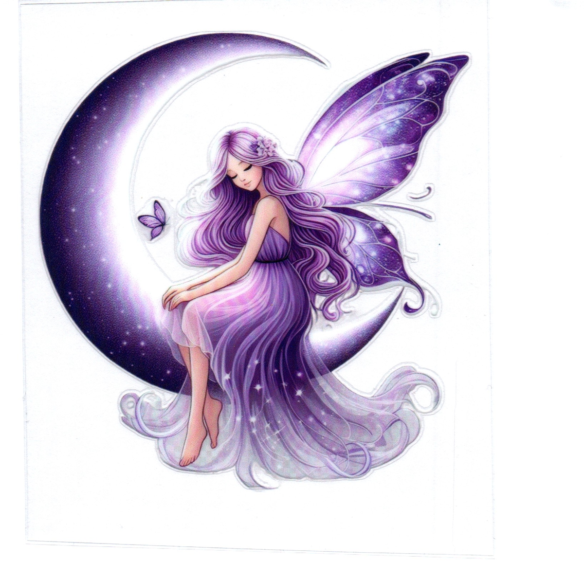 Purple fairy on purple moon Single Decal 98