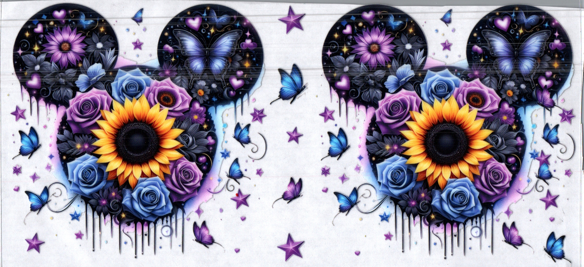 16oz Boy mouse head with flowers and butterflies 98