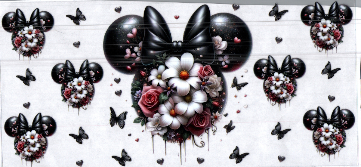 16oz Girl mouse head with flowers and butterflies 99