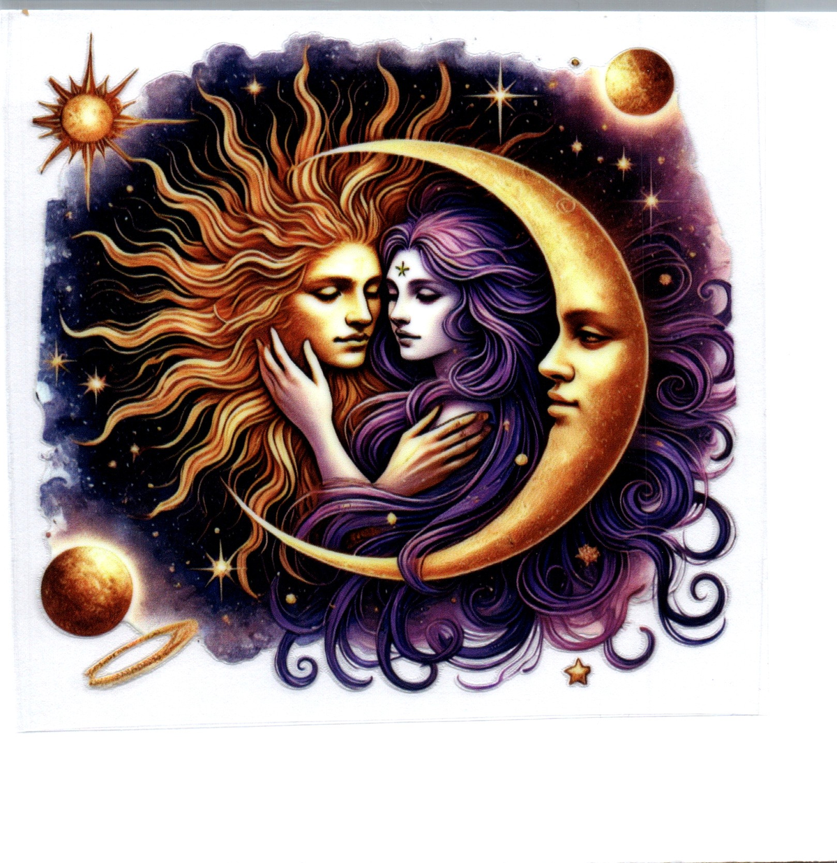 Sun and Moon w/purple lady Single Decal 99
