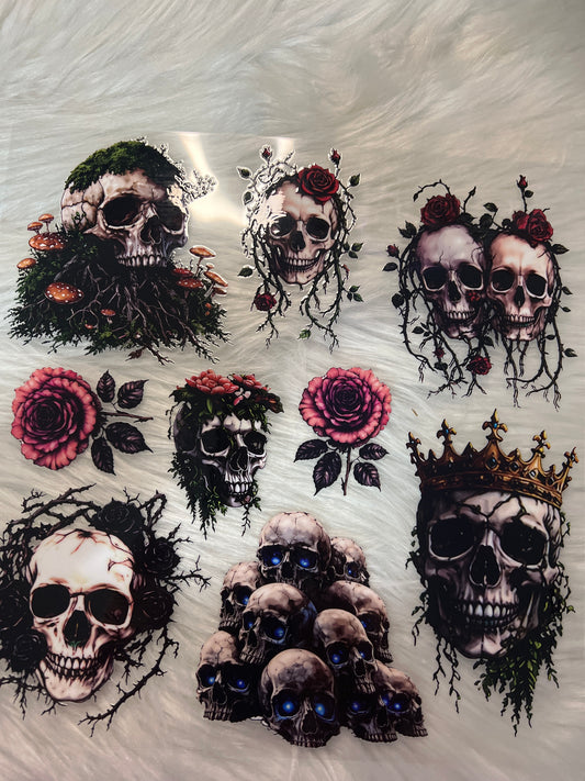 Gothic Skull & Pink Rose Element