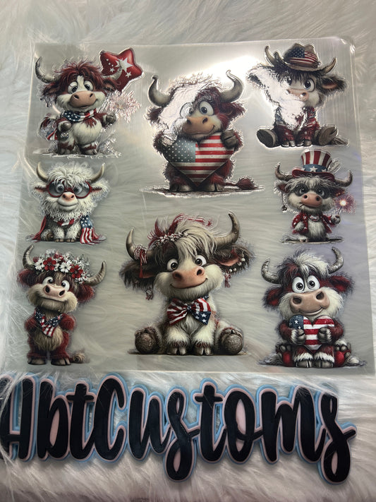 Patriotic Cute Highland Cows Element