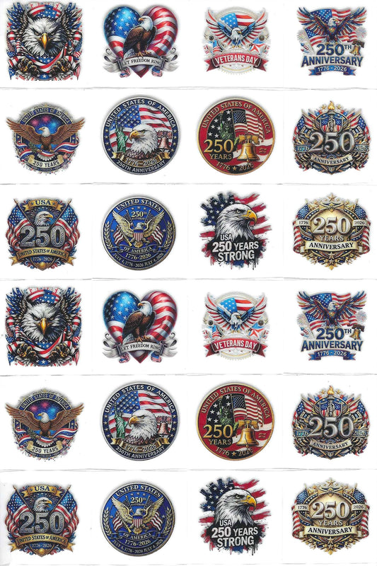 American 250 Annivesary  2  Kiss Cut (Copy)