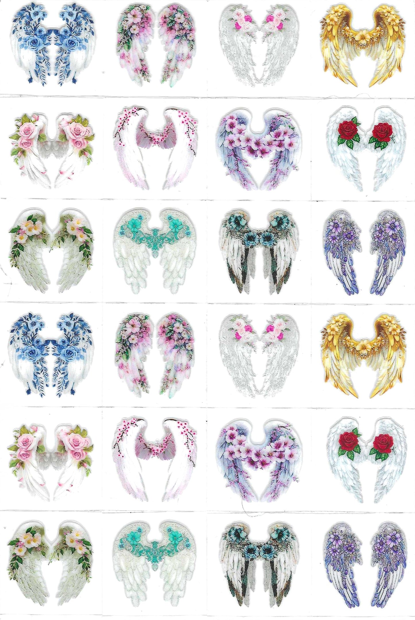 Angel wings with flowers Kiss Cut